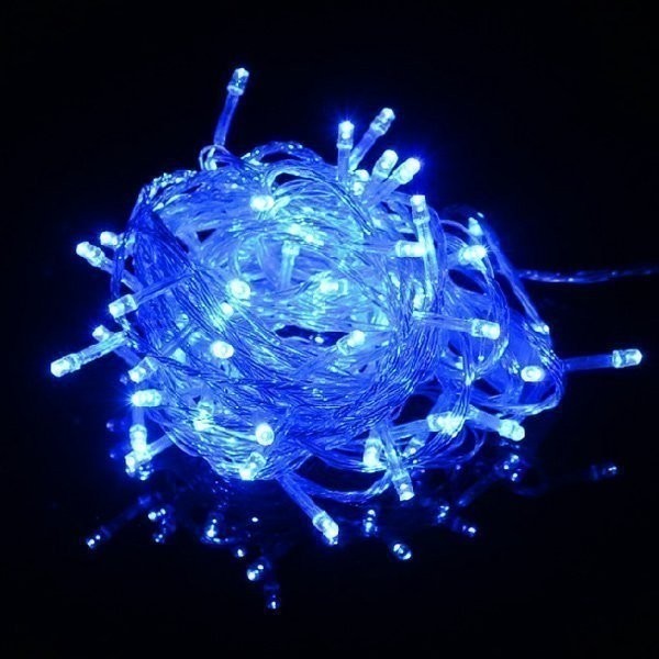

Светодиодная гирлянда классическая 13 м 300 LED цепь прозрачный шнур круглые лампочки от сети синяя