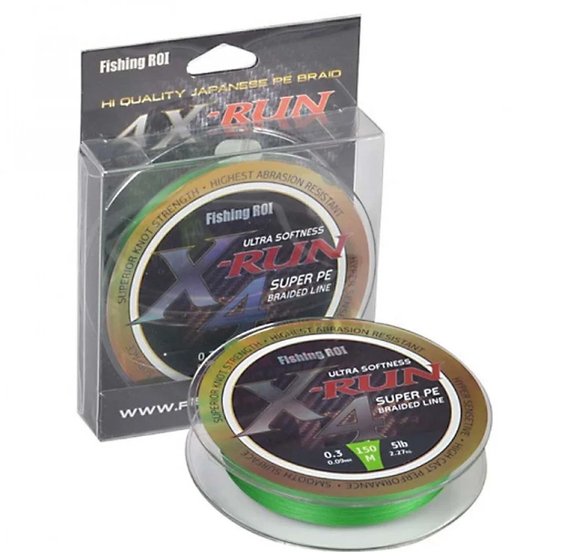 

Шнур рыболовный Fishing ROI X-Run Braid 4PE 150 м 0.09 мм 2.27 кг Grass Green