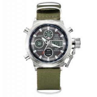 

Мужские наручные часы AMST 3003 Silver-Black Green Wristband