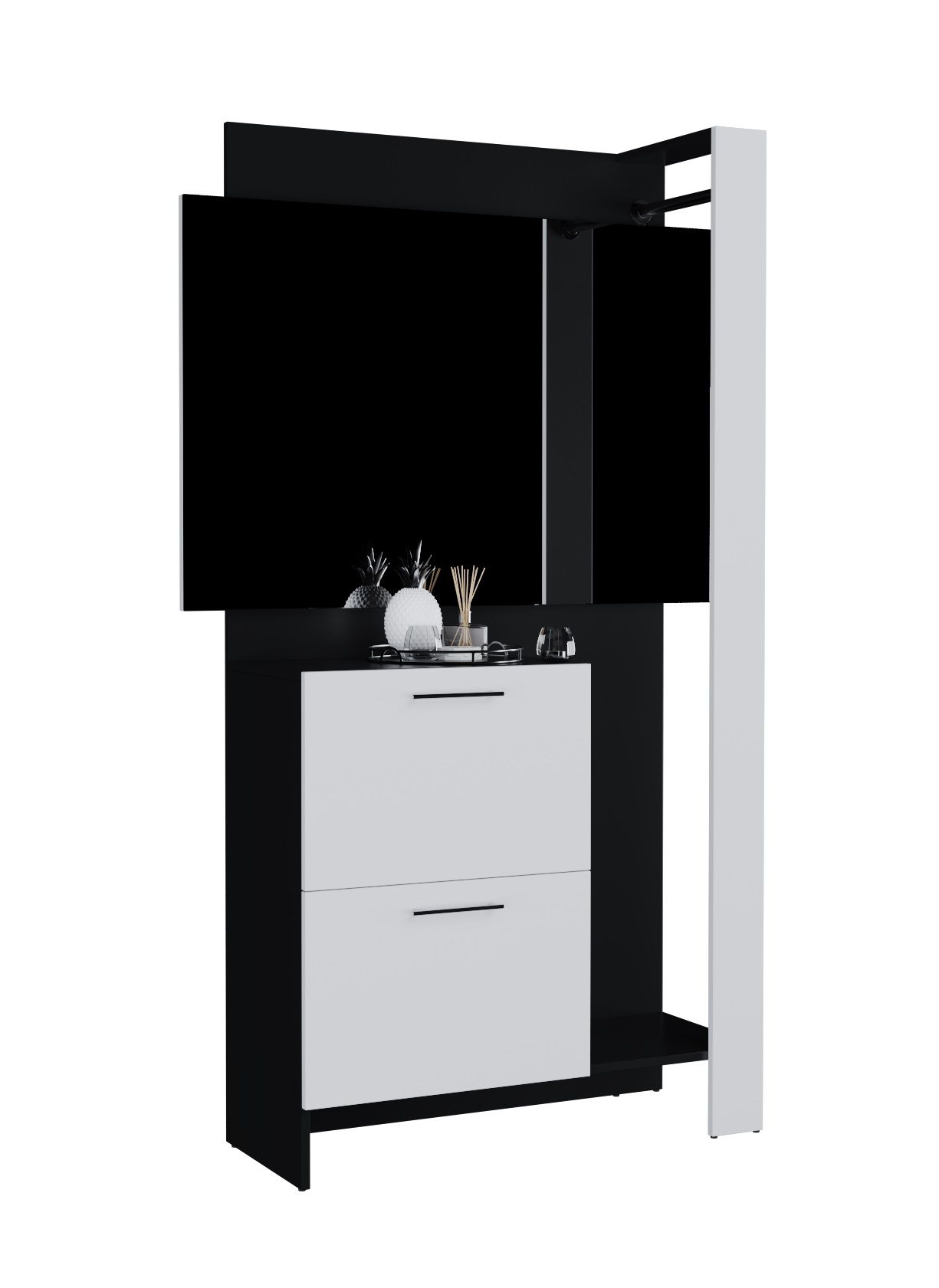 

Прихожая с вешалкой, зеркалом и ящиками MebelLoft 100х40х200 см Антрацит+Белый арт.2404-05L
