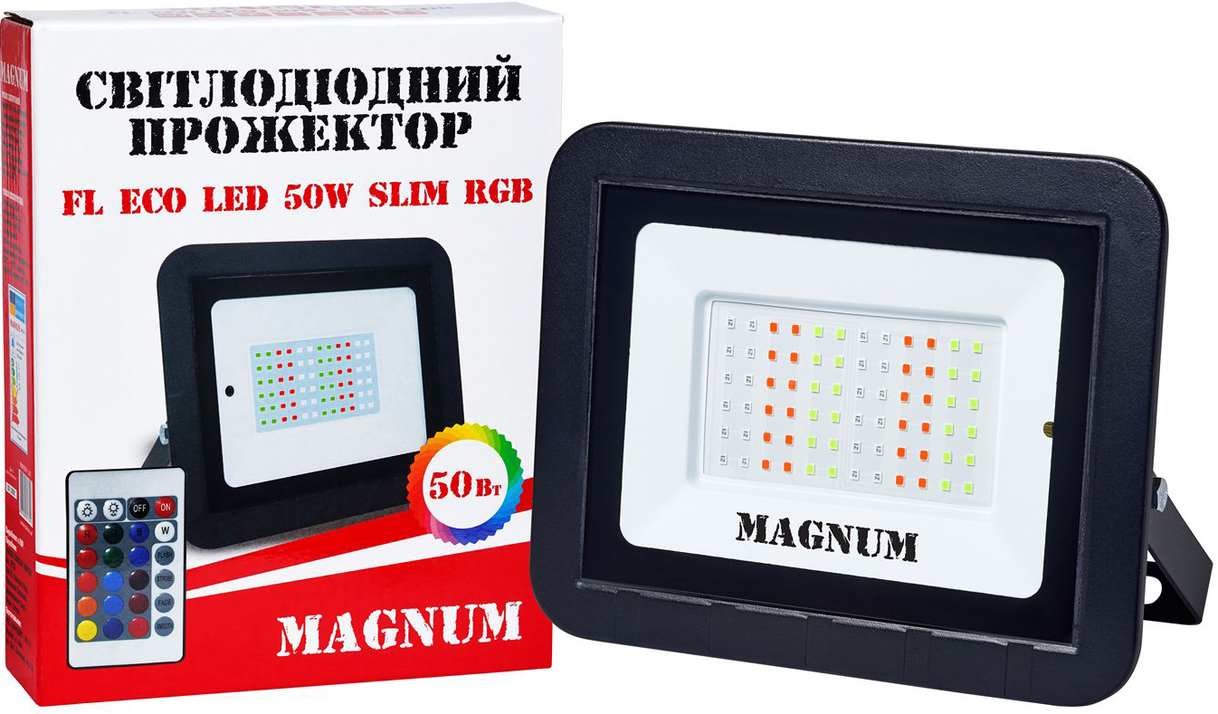

Светодиодный прожектор MAGNUM FL ECO LED slim 50Вт RGB IP65 (90018141)