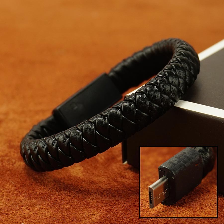 

Мужской браслет-кабель Baellerry USB 2.0 - Android Micro-USB Чёрный 21.5 см