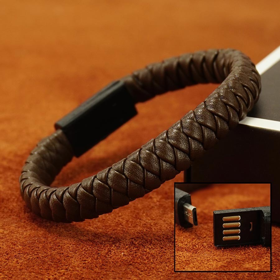 

Мужской браслет-кабель Baellerry USB 2.0 - Android Micro-USB Коричневый 19.5 см
