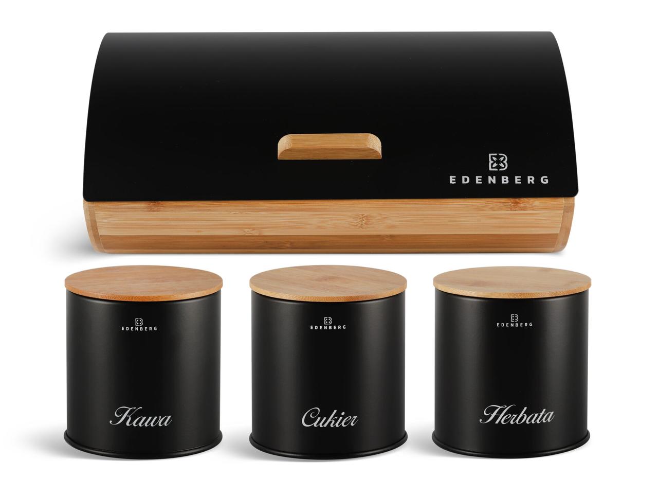 

Хлебница + 3 баночки для специй Edenberg EB-139 Black