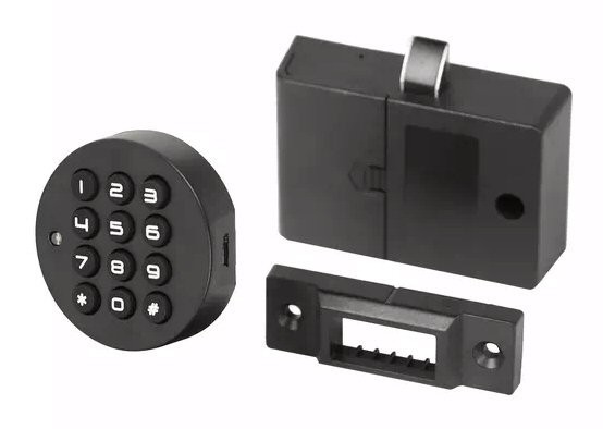

Замок мебельный электронный F029 с округлым алюминиевым черненным фронтальным корпусом с доступом по кнопочной кодовой клавиатуре