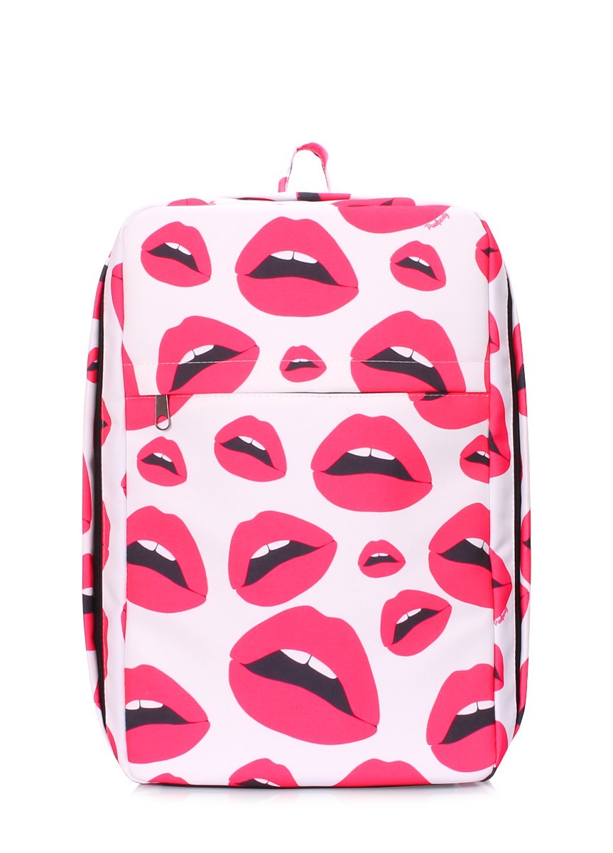 

Рюкзак для ручной клади 40 x 20 x 25 POOLPARTY hub-lips-white (Ryanair / Wizz Air / МАУ) с принтом губы
