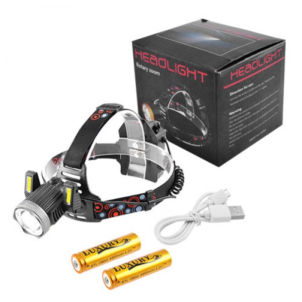 

Фонарь налобный Police JR-6000-T6+2COB, ЗУ micro USB, 2х18650/3xAA, signal light, zoom, Box (JR-6000-T6+2COB)