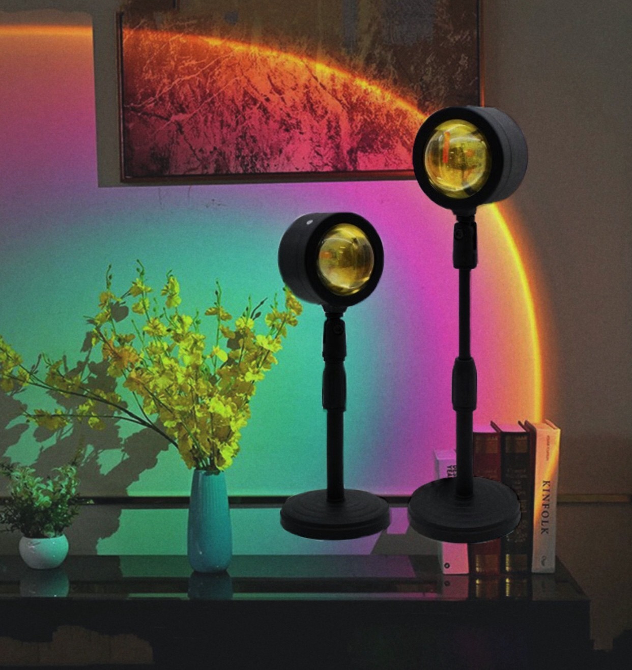 

Светильник Светодиодная стойка проекция с пультом Sunset Lamp DT-8 RGB наклон 180 градусов, от USB