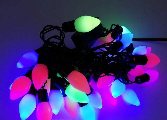 

Гирлянда новогодняя 20led свеча на черном проводе (4м) мультицветная