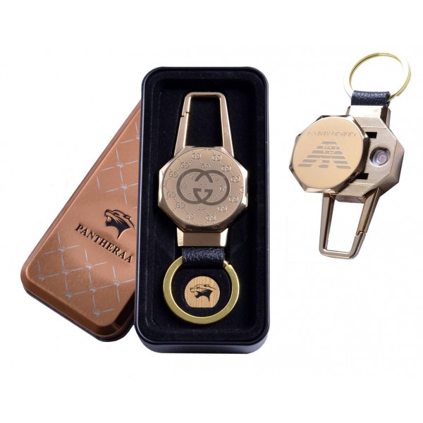 

USB зажигалка в подарочной металлической коробке (брелок + фонарик) 4687B-3