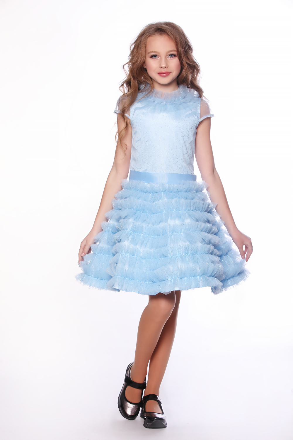 

Платье блеск с настрочными рюшами Lukas Kids 128 голубое(9536гол)