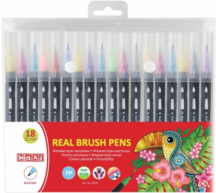 

MAXI Фломастеры - кисточки 18 цв. REAL BRUSH MX15231