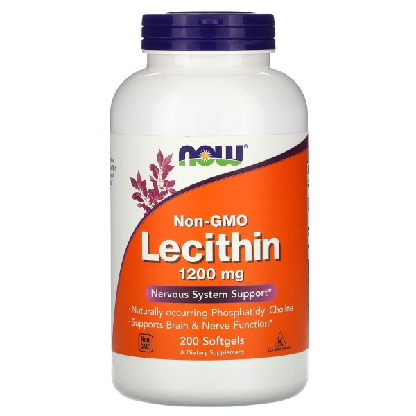 

Витамины и минералы NOW Lecithin 1200 mg Foods 200 капсул