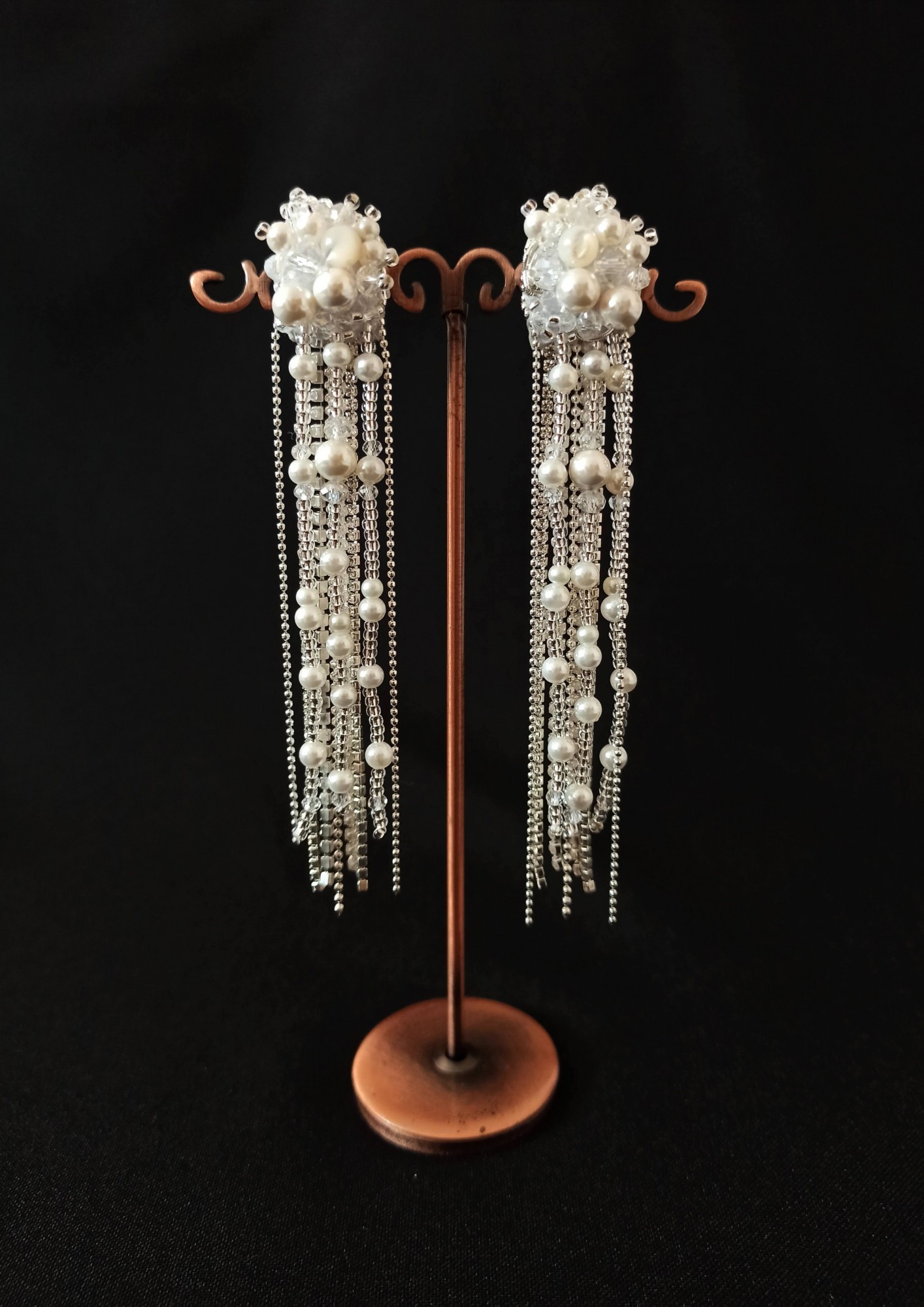 

Серьги свадебные с жемчугом Ksenija Vitali White silver SB-0031