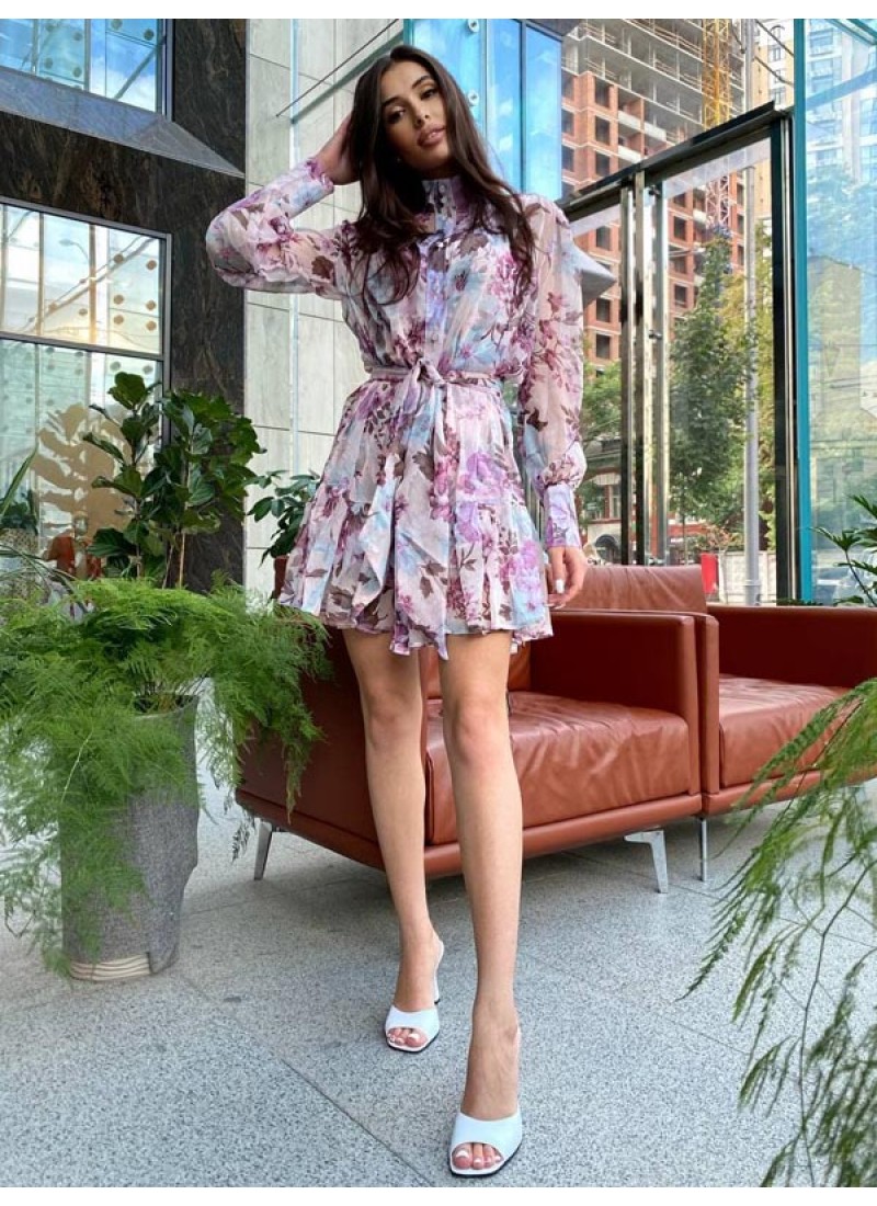 

Платье двойка шифоновое с фиолетовыми цветами Modern Boutique сиреневый, M ПЛ2259