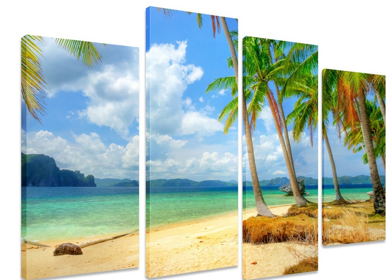 

Модульная картина на холсте из четырех частей Природа Тропический пляж 129x90 см