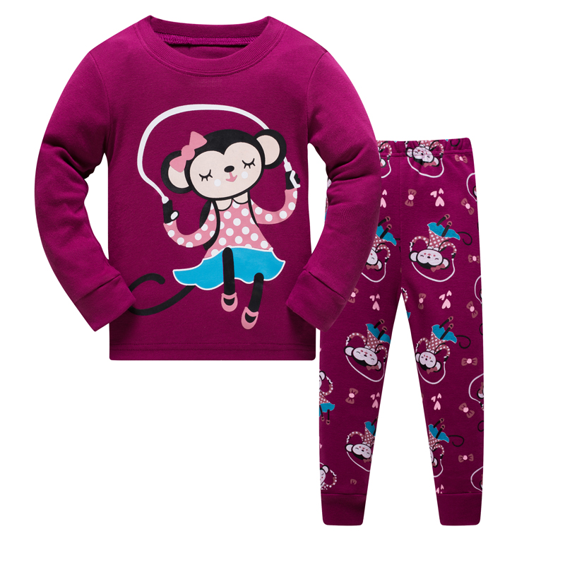 

Пижама для девочки с длинным рукавом принтом обезьяны бордовая Monkey in dress Baobaby (120) Бордовый (50643)