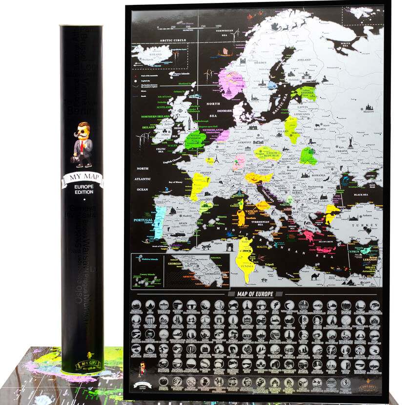 

Подробная скретч карта Европы MyGift Europe Edition ENG в оригинальном тубусе, 41х61 см