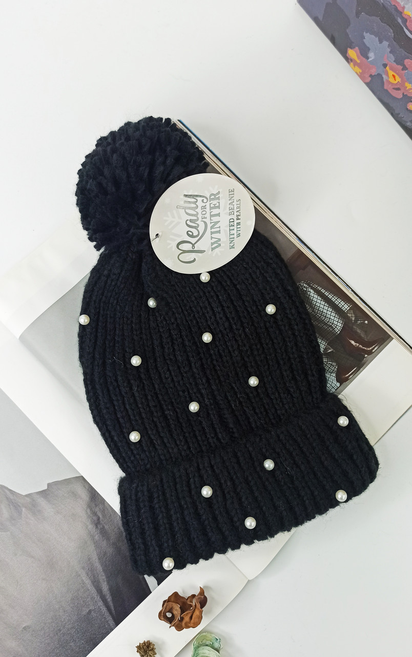 

Шапка женская Ladies Hat с бусинками Германия  черная, Шапка женская Ladies Hat с бусинками Германия One Size черная