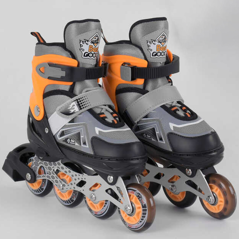 

Роликовые коньки Best Roller (30-33) PU колёса, свет на переднем колесе, в сумке Grey/Orange (98932)