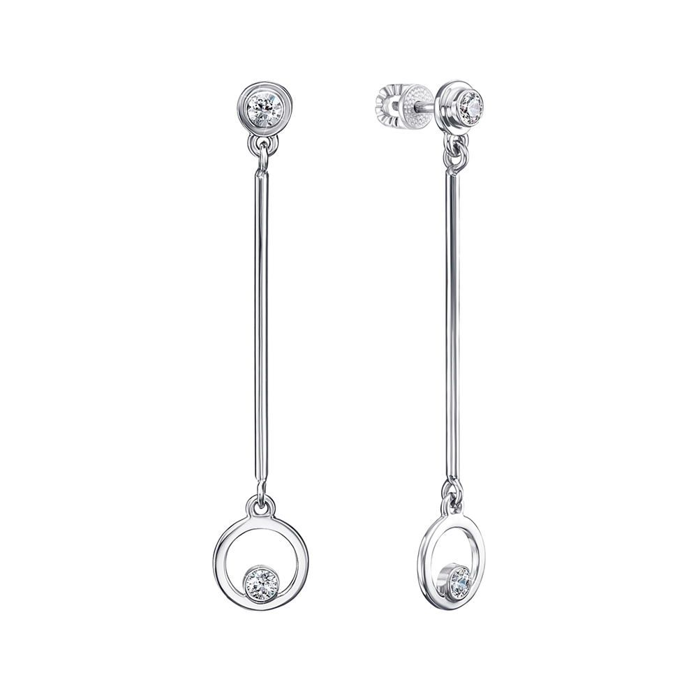 

Серьги-подвески из белого золота с фианитом S Zirconia 000145884
