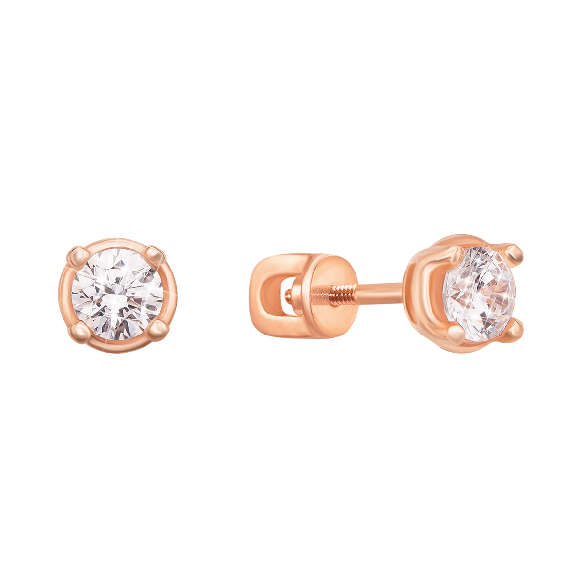 

Серьги-пуссеты из красного золота с завальцованными фианитами S Zirconia 000132856