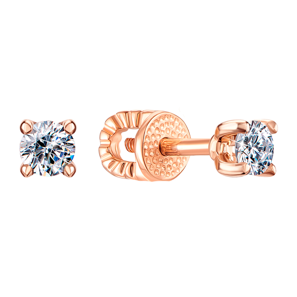 

Серьги-пусеты из красного золота с фианитом S Zirconia 000122800
