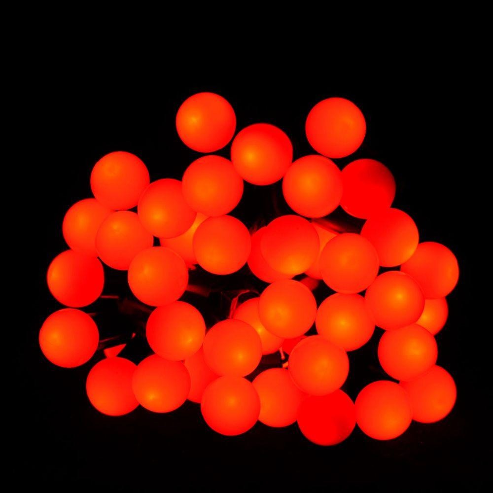 

Гирлянда цепь светодиодная классическая 7 м 50 LED черный шнур шарики Красная