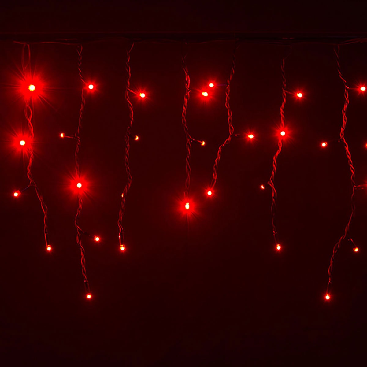 

Гирлянда бахрома уличная светодиодная 3x0.7м 100LED с переходником черный провод от сети Красная