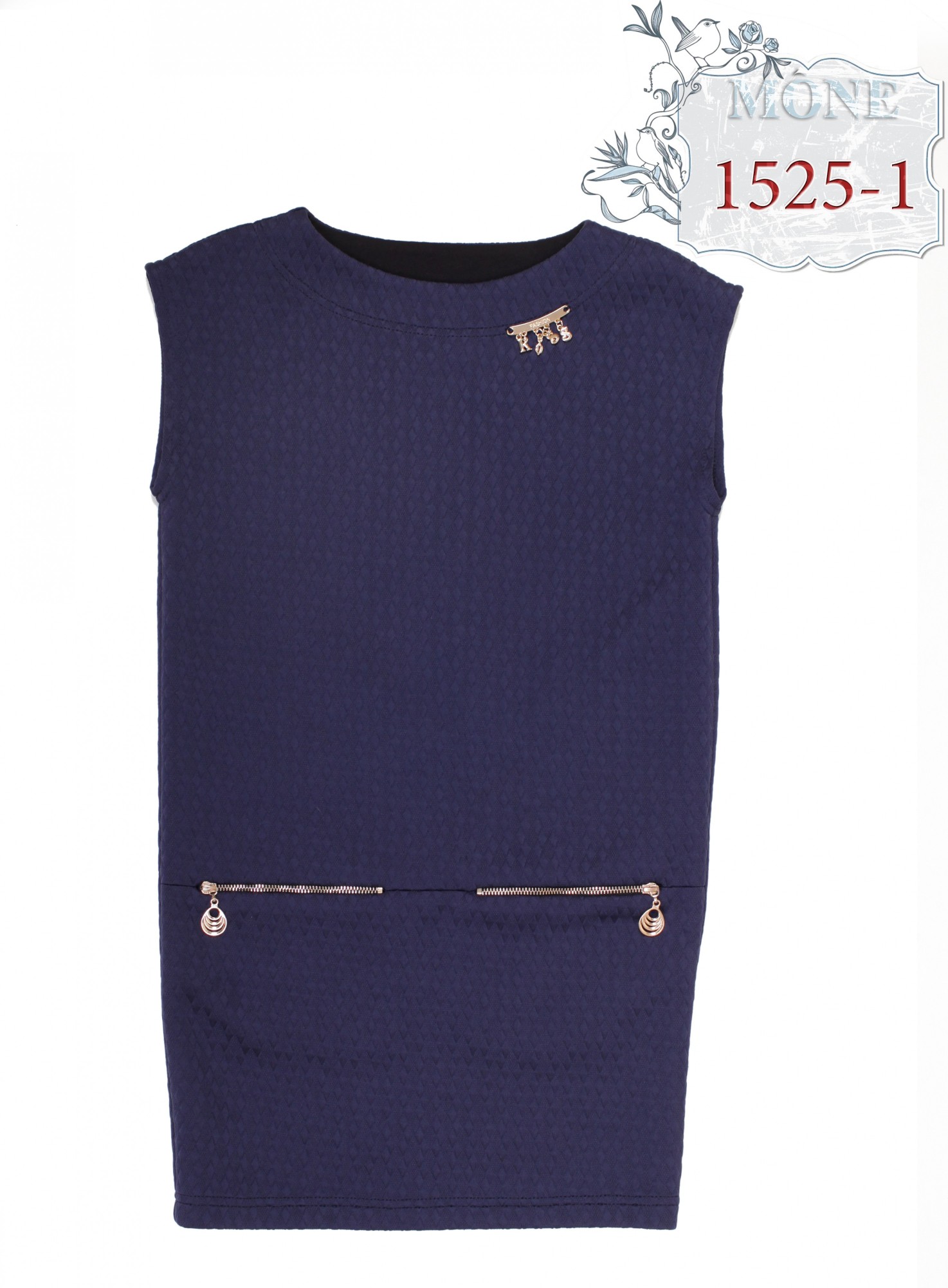 

Детский сарафан для девочек Mone kids трикотаж жаккард с молниями синий р. 152