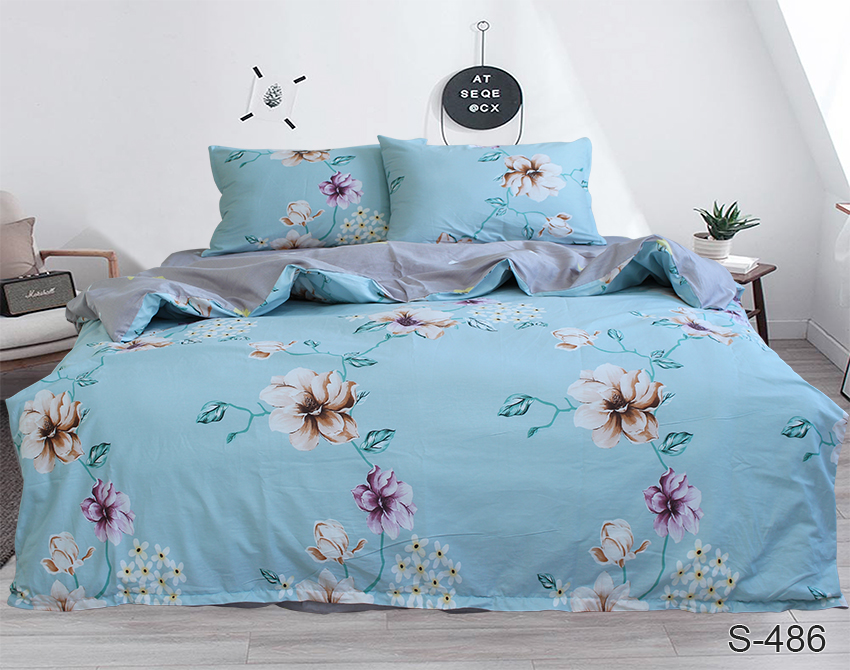 

Комплект постельного белья ТАГ Полуторный Сатин люкс поcтільна білизна 150x215 см Простынь классическаяS486