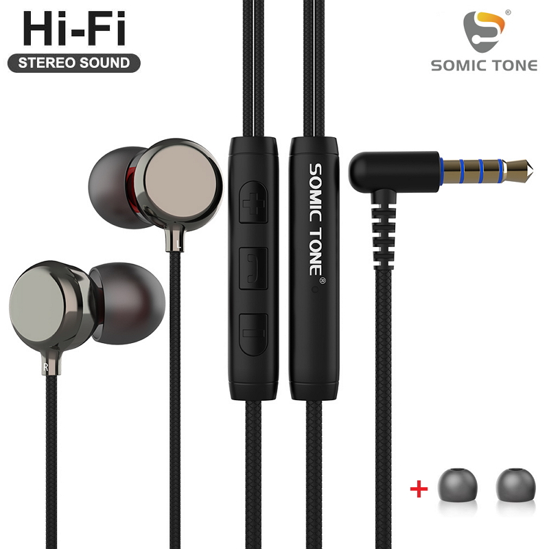 

Проводные Наушники с Микрофоном (1.2м) Вакуумные 3.5mm jack Стерео Гарнитура Для Android и iPhone Телефонов Смартфонов Ноутбука SomicTone S-608 Gun Metal