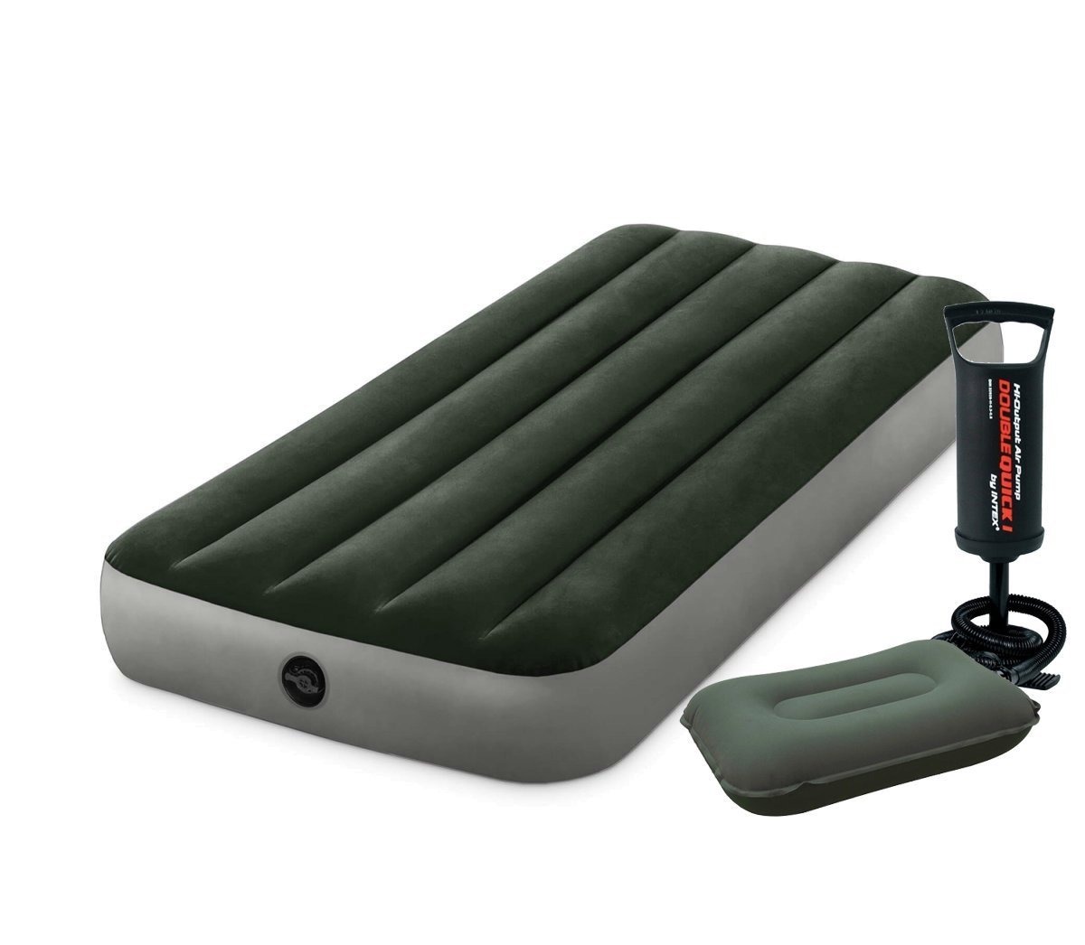 

НОВИНКА 2020! Надувной матрас Intex 64107-2 Pillow Rest Classic одноместный с ручным насосом и подушкой (99х191х25) зеленый (in-64107-2)