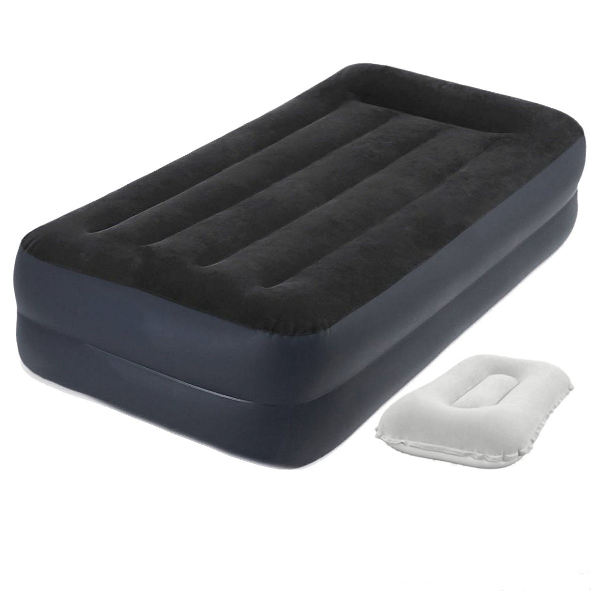 

Надувная одноместная кровать Intex 64122-3 Pillow Rest Raised Bed с подголовником, встроенным электронасосом и подушкой (99х191х42) черная (it-64122-3)