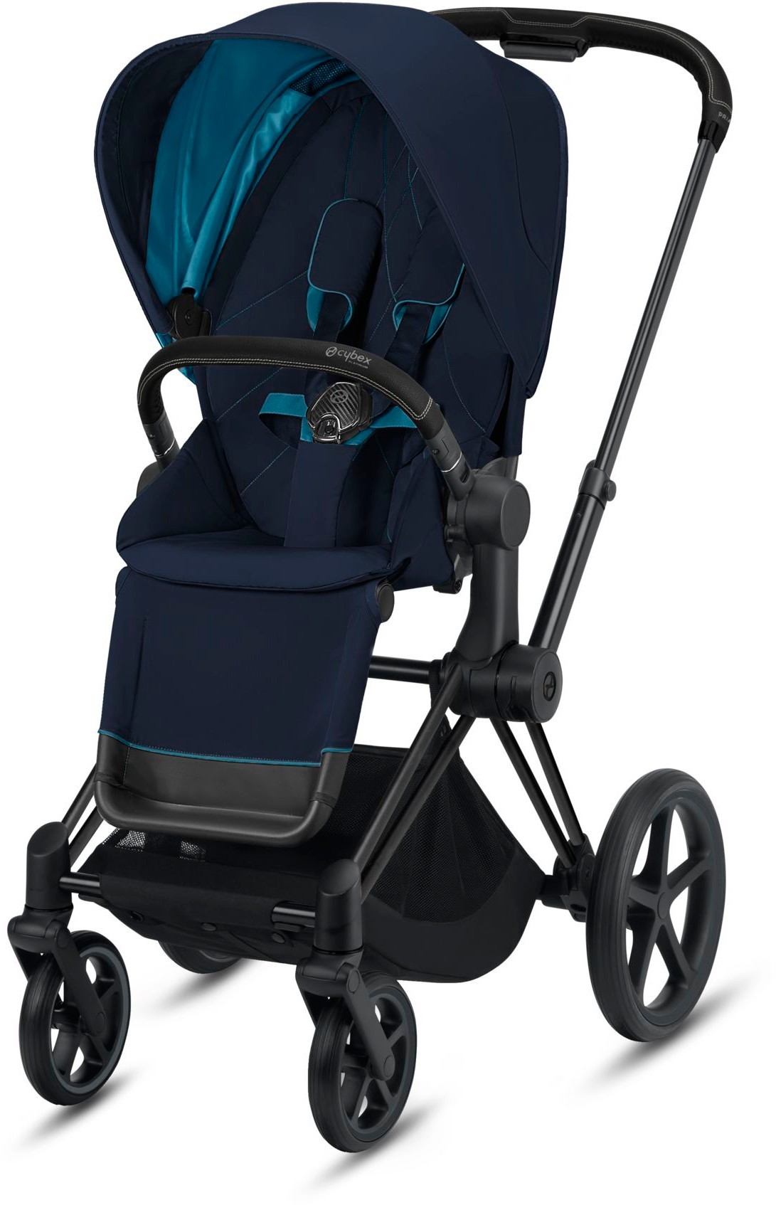 

Прогулочная коляска Cybex e-Priam Nautical Blue шасси Matt Black