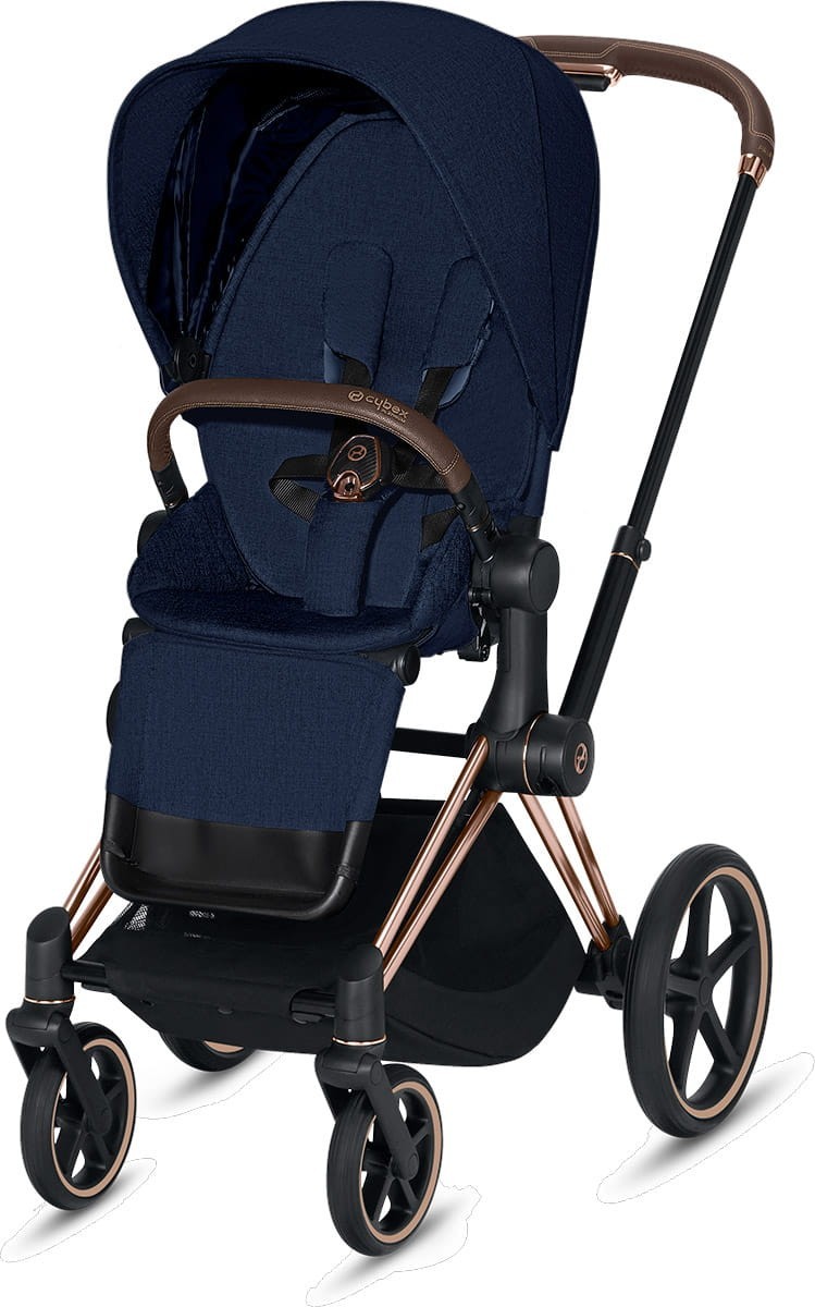 

Прогулочная коляска Cybex e-Priam Midnight Blue Plus шасси Rose Gold