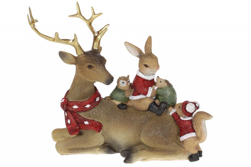 

Декоративная статуэтка Лесные жители на олене, 16см, цвет - светло-коричневый Bon 707-705