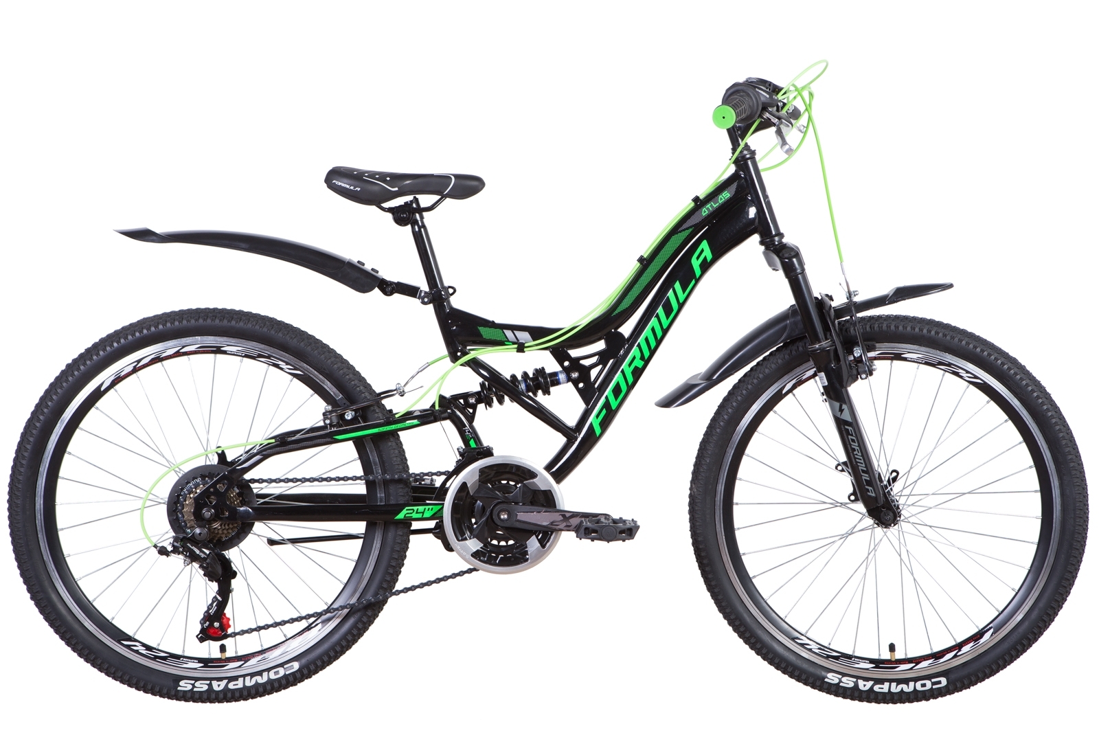 

Велосипед 24" Formula ATLAS 2021 (черно-зеленый с серым) Formula OPS-FR-24-256