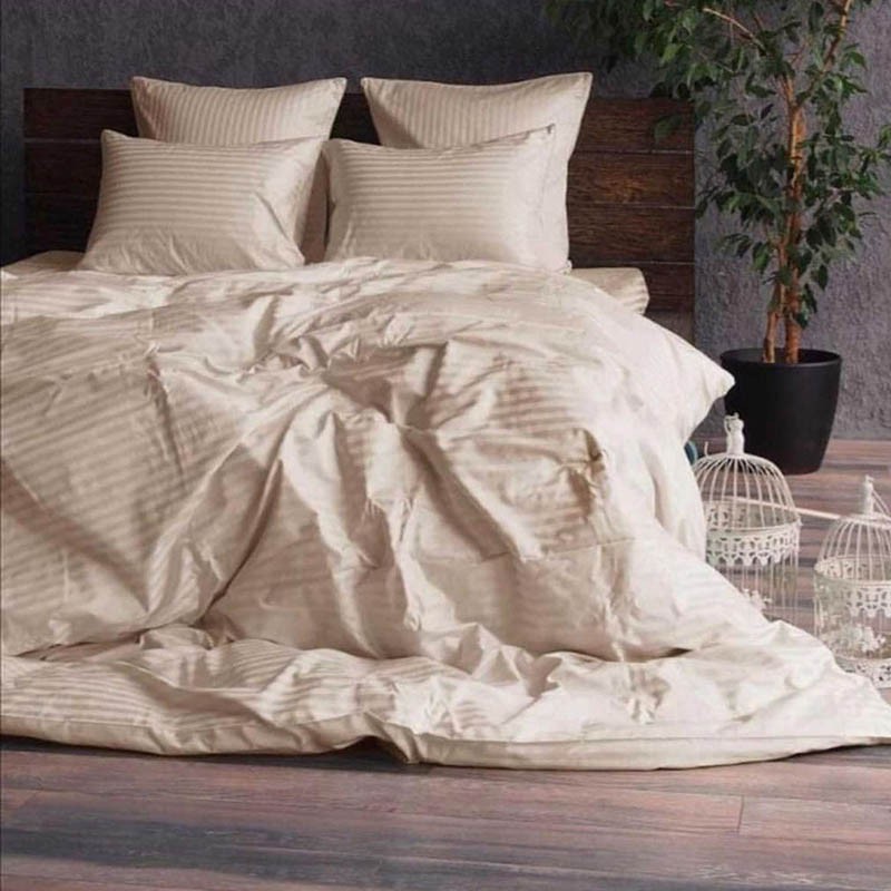 

Постельное Белье из Страйп Сатина Бежевый 150х220 - Полуторный SleepTime