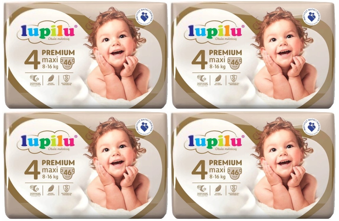 

Підгузники Lupilu Premium Maxi Розмір 4, Вага 8-16 кг, 184 шт