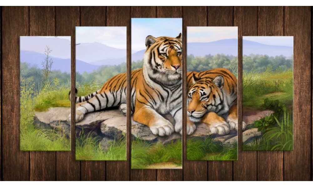 

Модульная картина Пара тигров Holstart 71х128 см