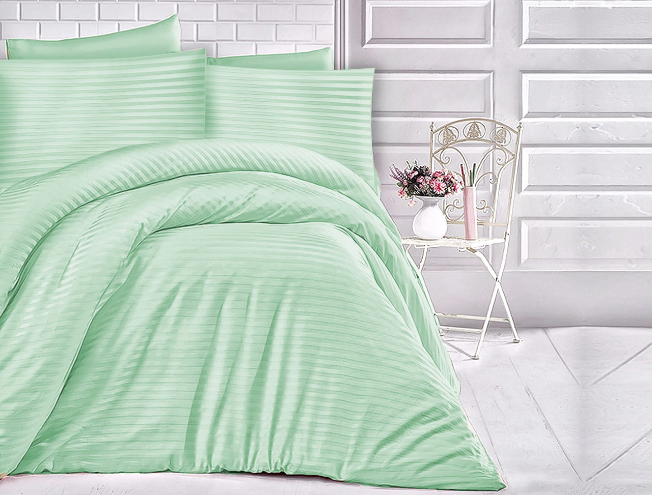 

Постельное бельё евро 200*220 страйп-сатин люкс на резинке TM KRISPOL Украина