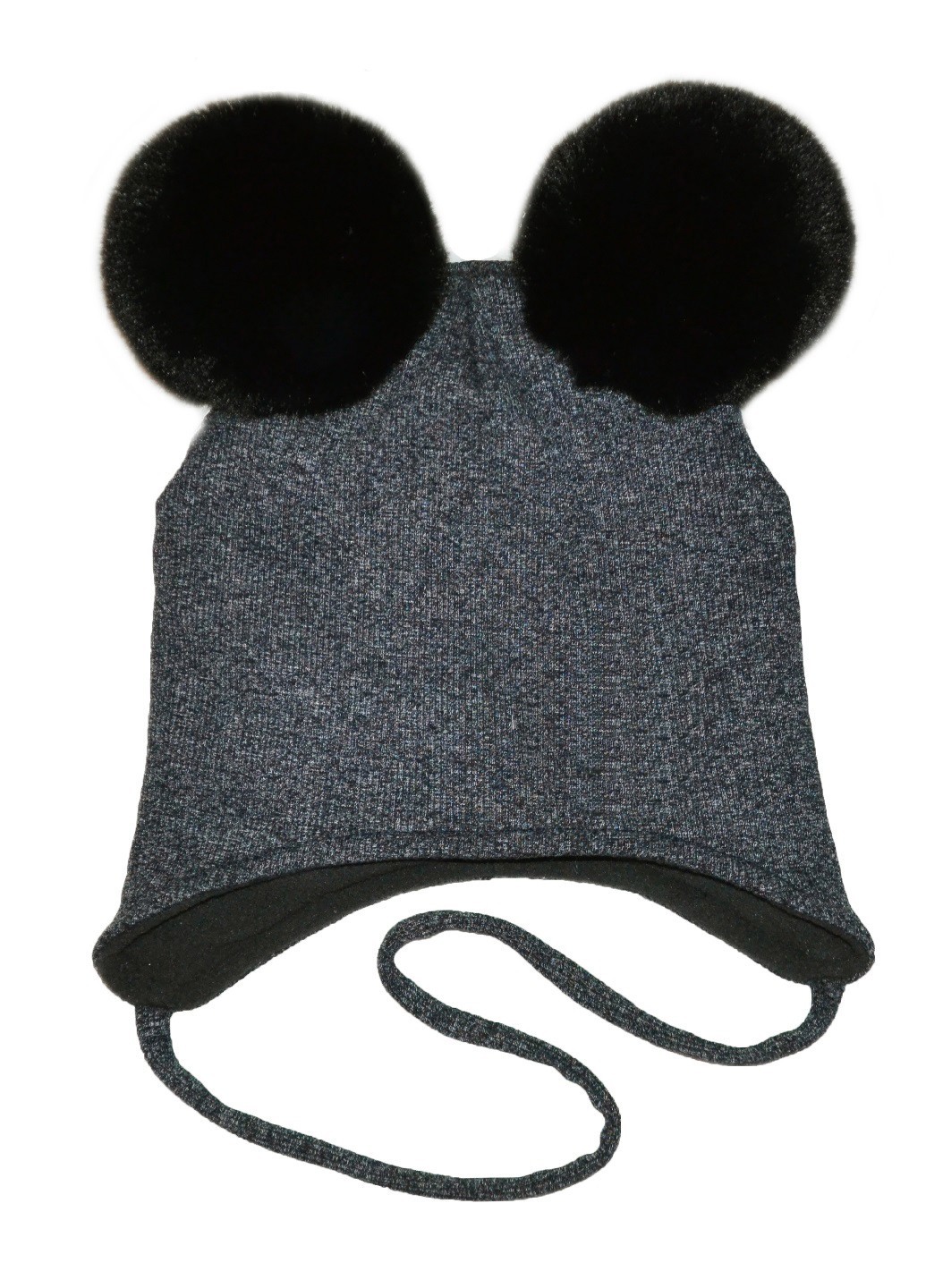 

Шапка мальчику 1-3 года на зиму с завязками 50 серая (NX-216-02)