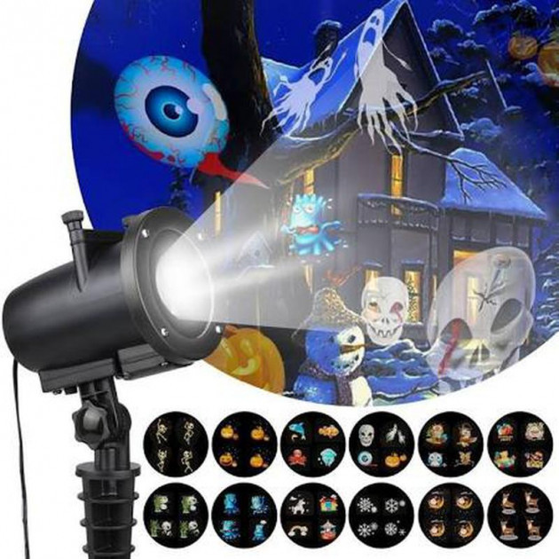 

Лазерный проектор новогодний декор для дома Star Shower projection outdoor light halloween YU120 Новогоднее освещение разноцветное 12 картриджей