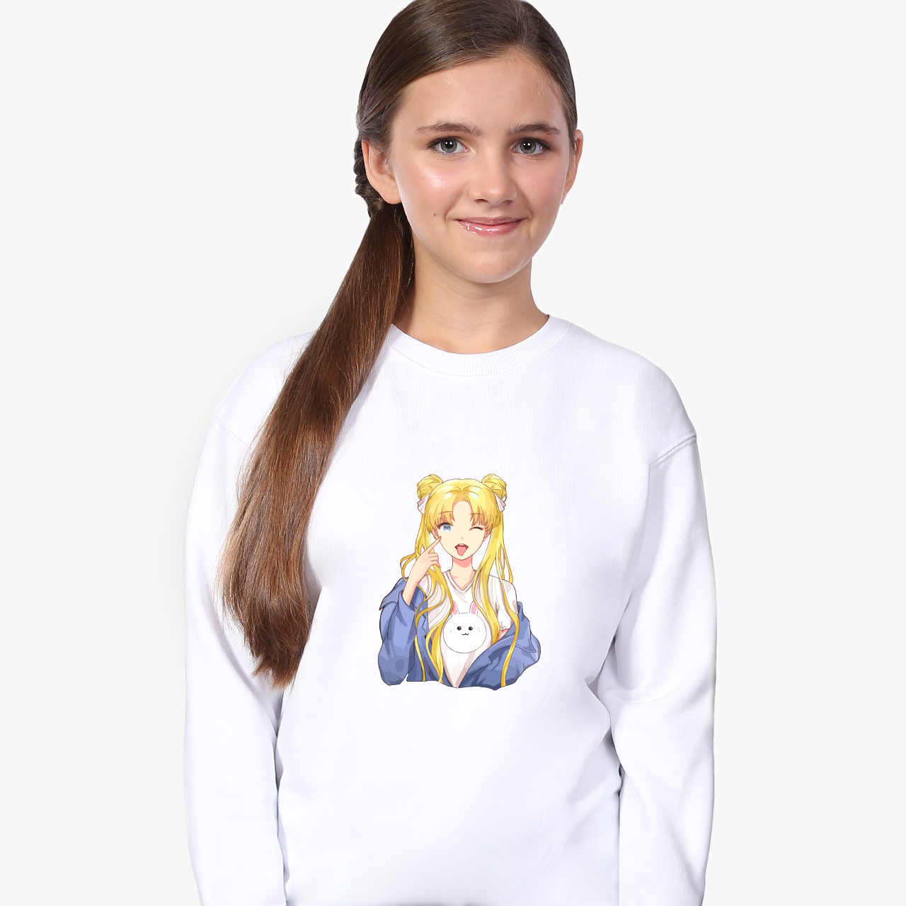 

Свитшот для девочек Сейлор Мун (Sailor Moon) (9509-2925-1) 122-128 см Белый