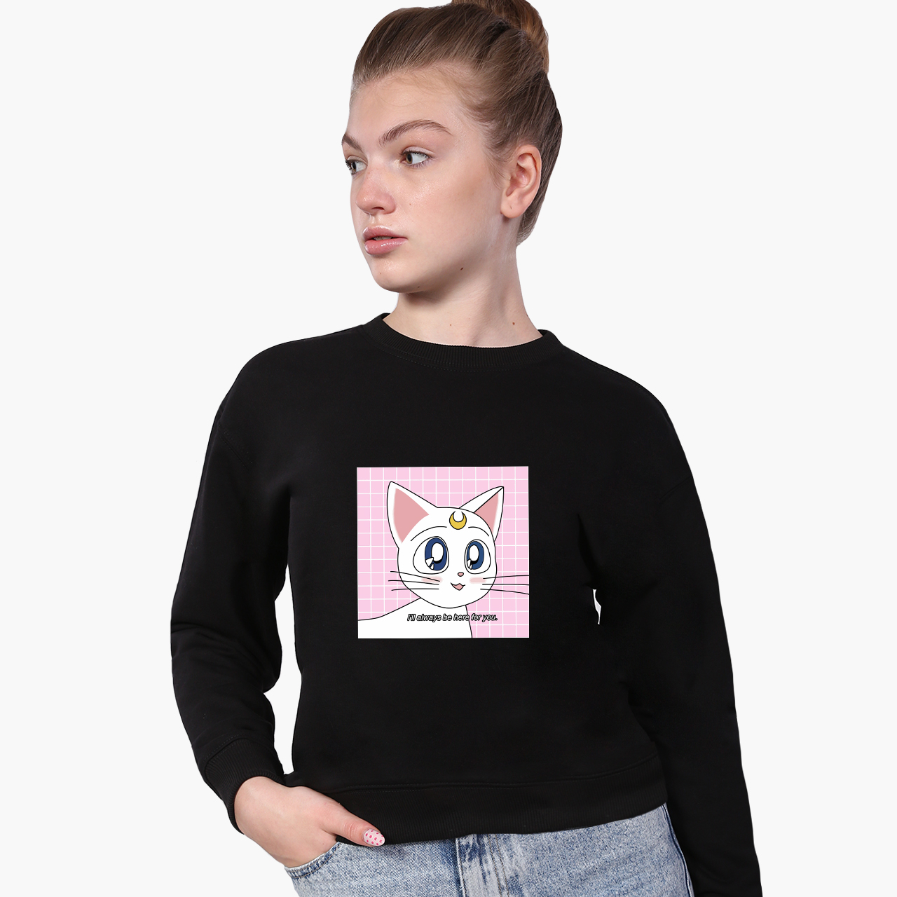 

Свитшот для девочек Луна Кошки Сейлор Мун (anime Sailor Moon Cats) (9509-2919-6) 134-140 см Черный
