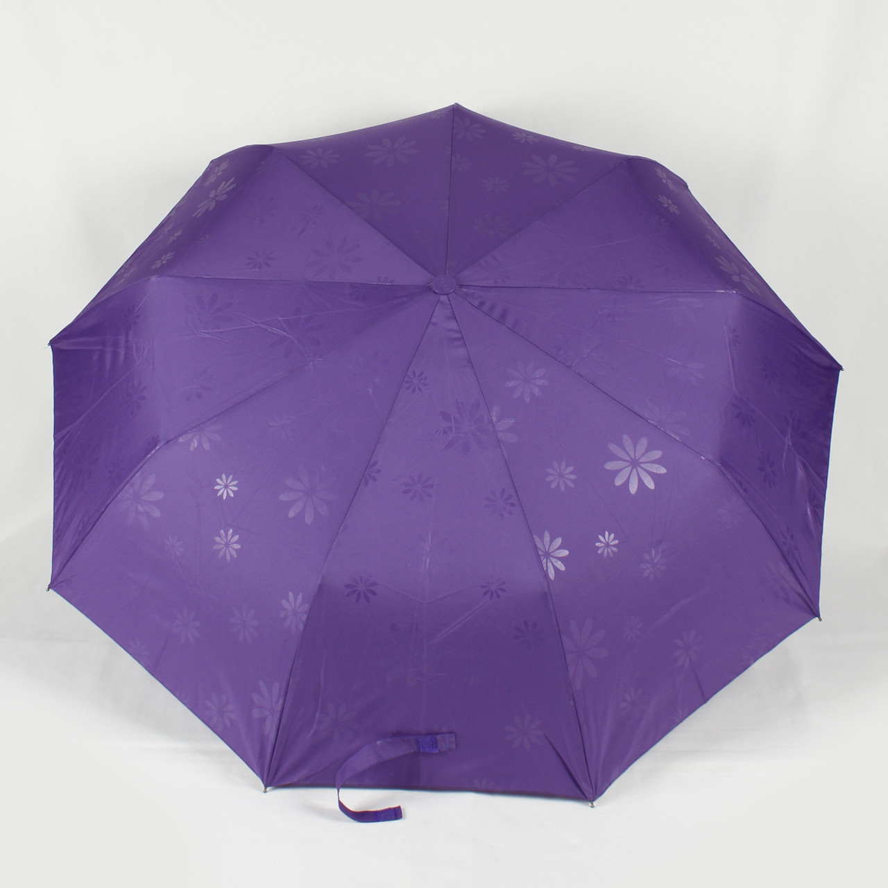 

Зонт женский складной полуавтомат 3 сложения тиснением цветы Diniya 5