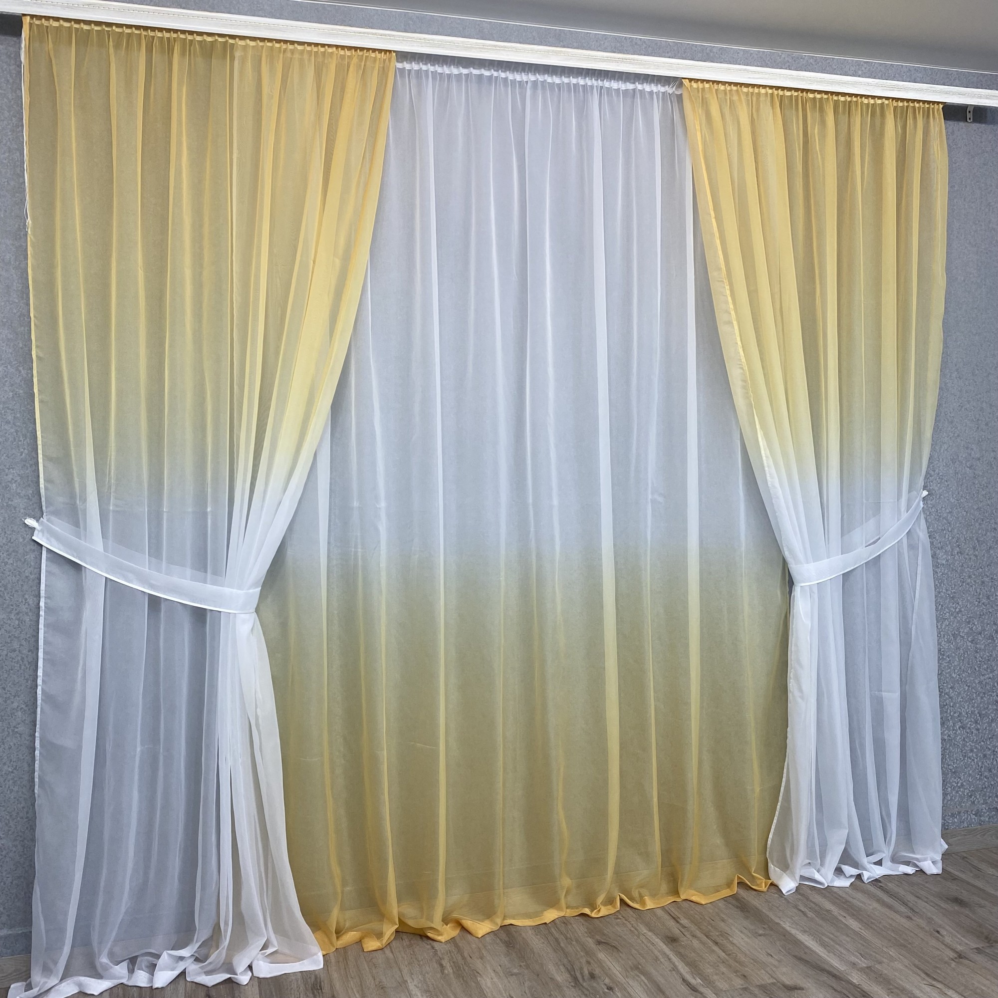 

Готовая тюль TG Home Амбре шифон №423 золото