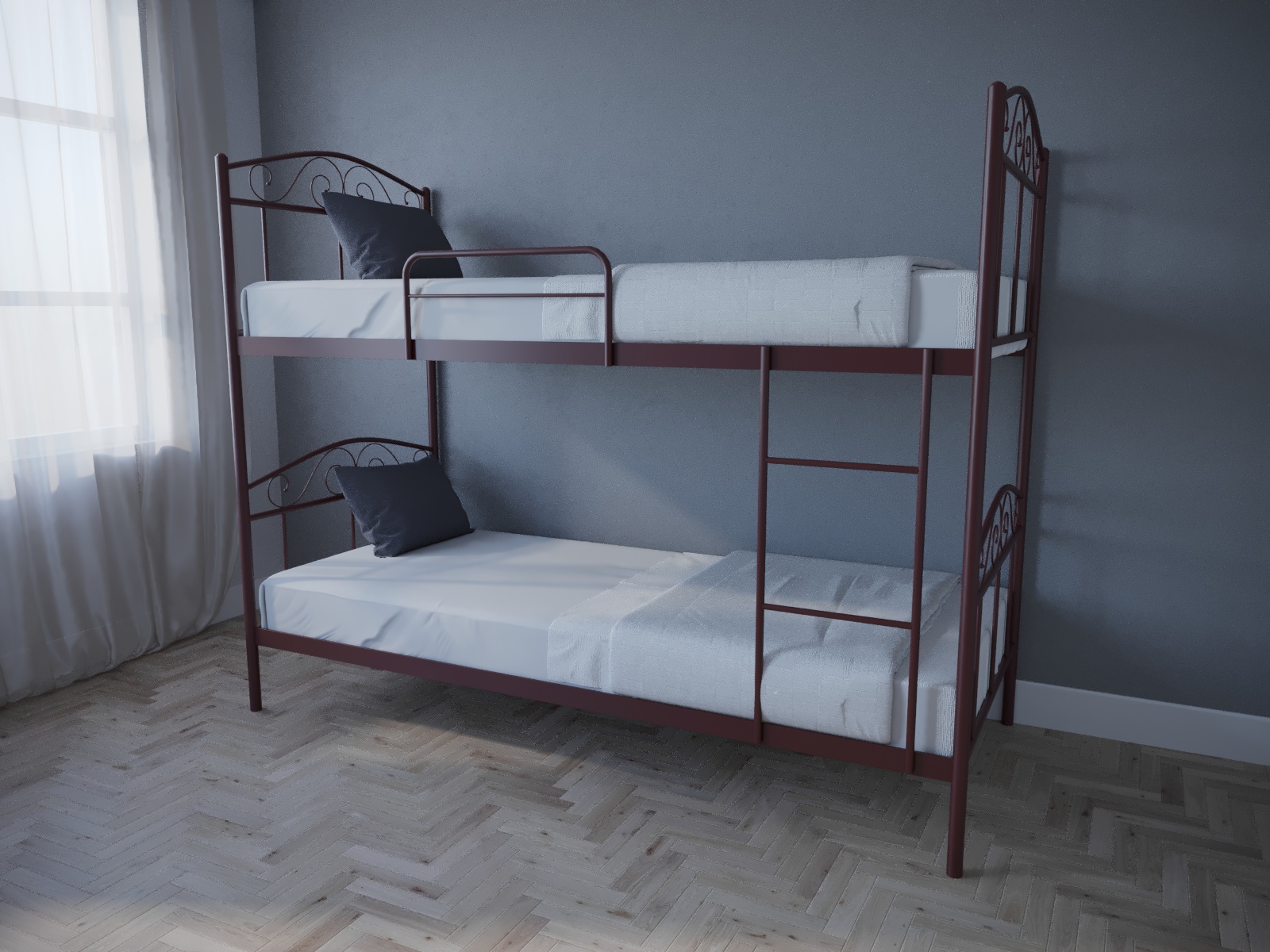

Кровать MELBI Элис Люкс Двухъярусная 90х190 см Бордовый лак