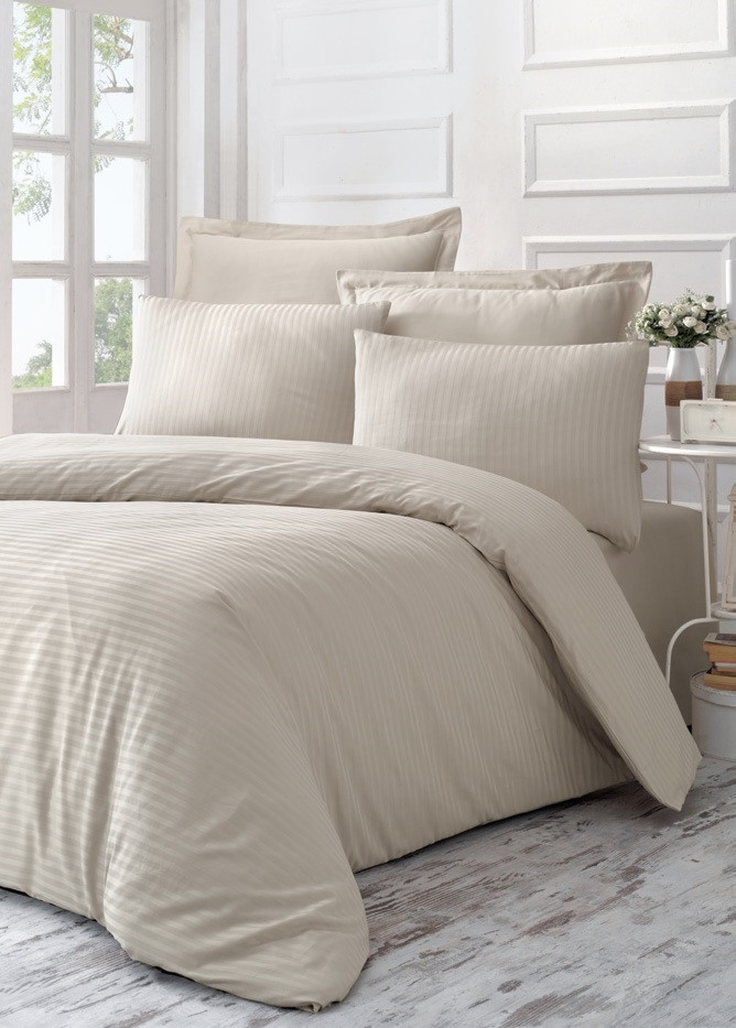 

Постельное белье Victoria Stripe Sateen Line бежевый евро 2200000541123